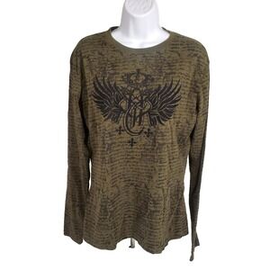 Rock n‎ Roll Cowgirl Top XL Green Long Sleeve T-Shirt Wings